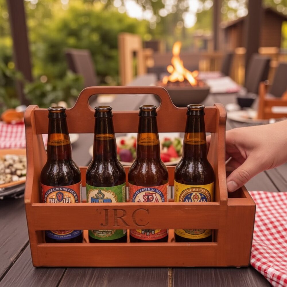 Picnic Plus Wood Beverage Caddy